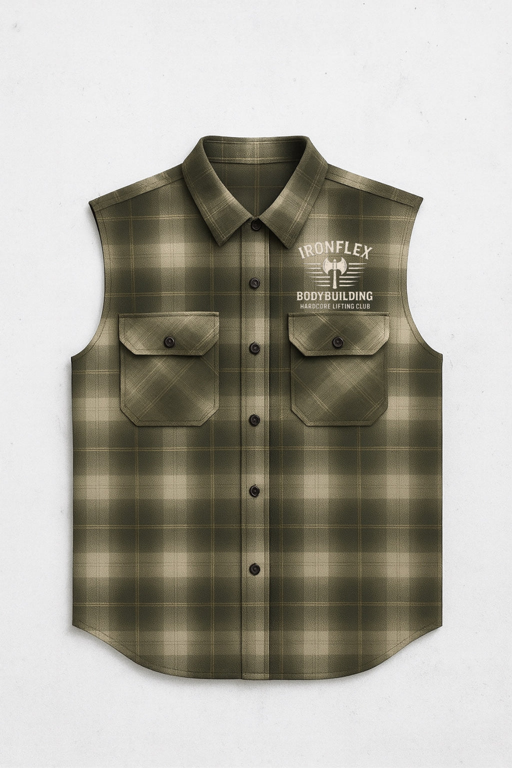 Olive drab Edition sleeveless Flannel