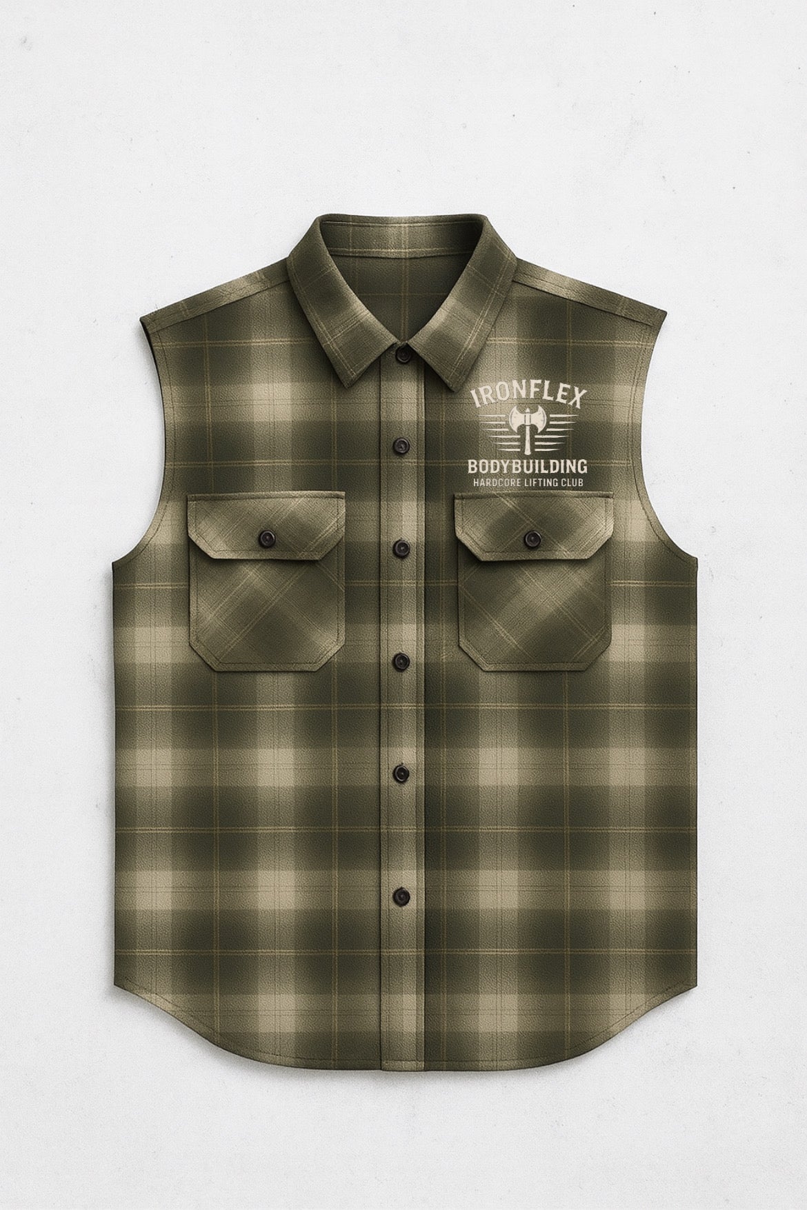 Olive drab Edition sleeveless Flannel