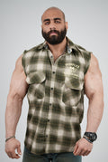 Olive drab Edition sleeveless Flannel