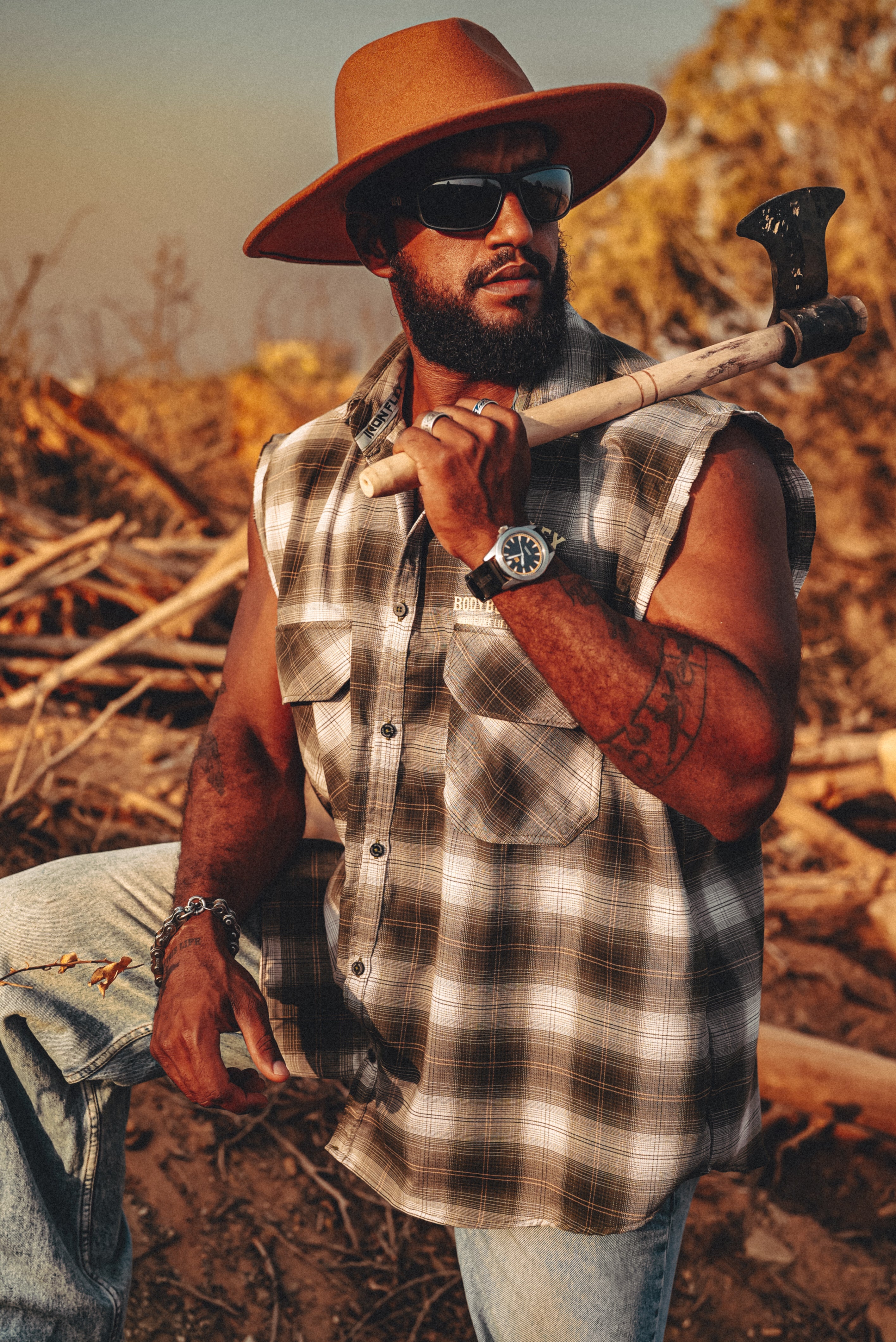 Olive drab Edition sleeveless Flannel